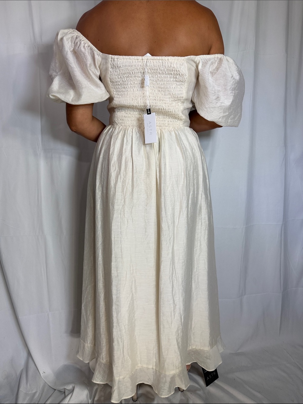 Astr One-Shoulder Ivory Midi Dress with Corset Bodice - Picture 6 of 9